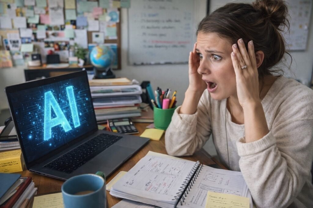 AI Generated Photo of Anna scared of AI