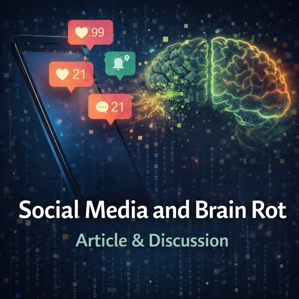 Thumbnail showing a smartphone with social media notification icons connected to a glowing digital brain, representing the impact of social media on cognitive health.