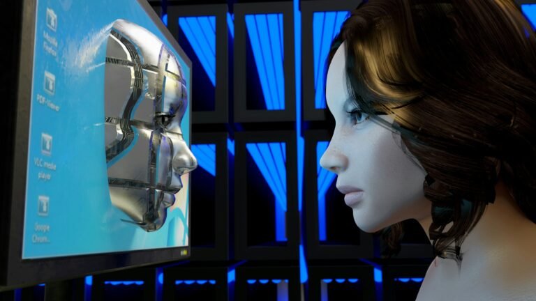Ai looking at an Ai being coming through the screen