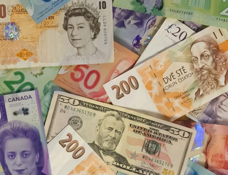 British pounds, US dollars, Canadian dollars and other international currencies