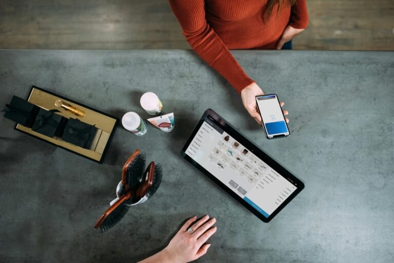Customer paying with a smartphone at a retail checkout